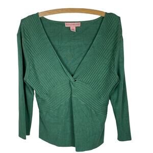 Bandolino Green Twist Front Ribbed Sweater Size L
